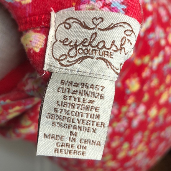 Red with Pastel Flower Strapless Top - Picture 3 of 3